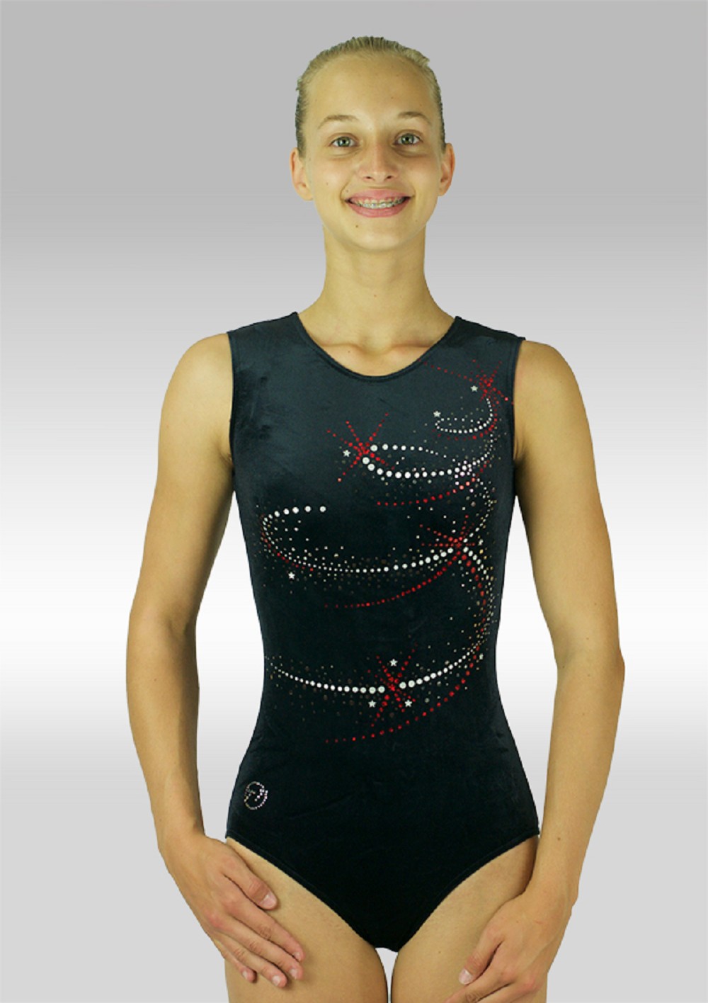 Justaucorps V639 paillettes noires / rouges
